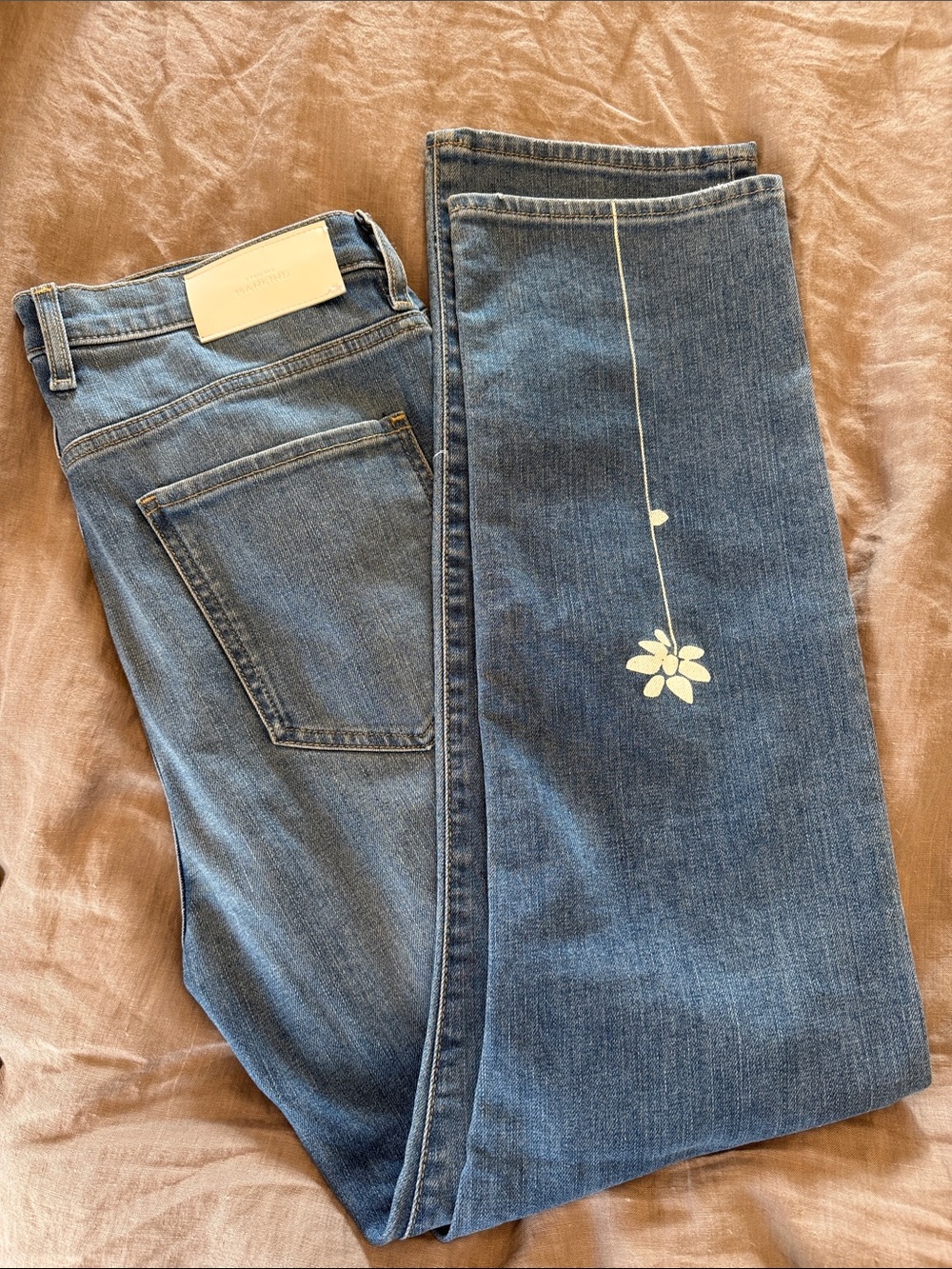 7 For All Mankind Light Blue Distressed High Waisted Straight Leg Jeans